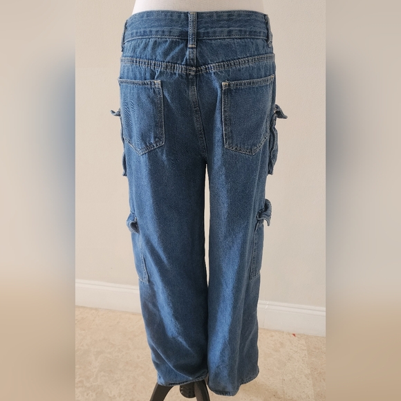 Medium Blue Cargo Jeans - Picture 3 of 4